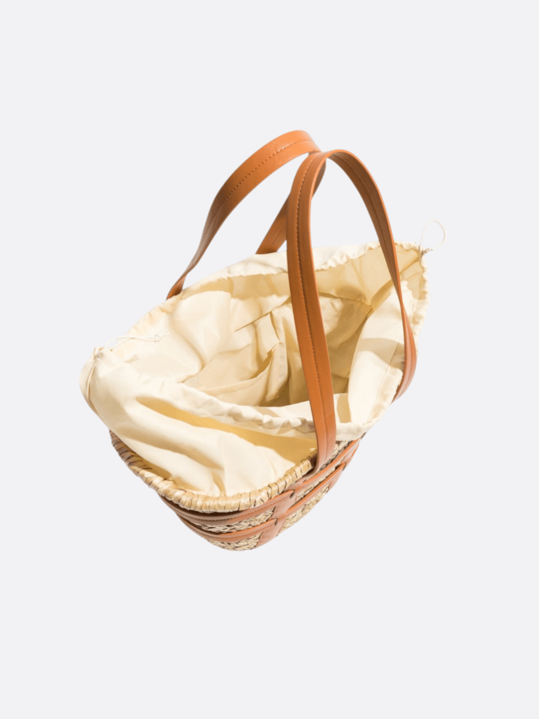 Wicker and leather tote bag<br> Veyric