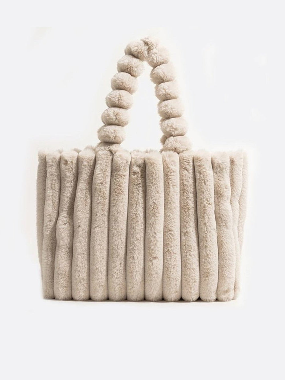 cabas beige fausse fourrure 