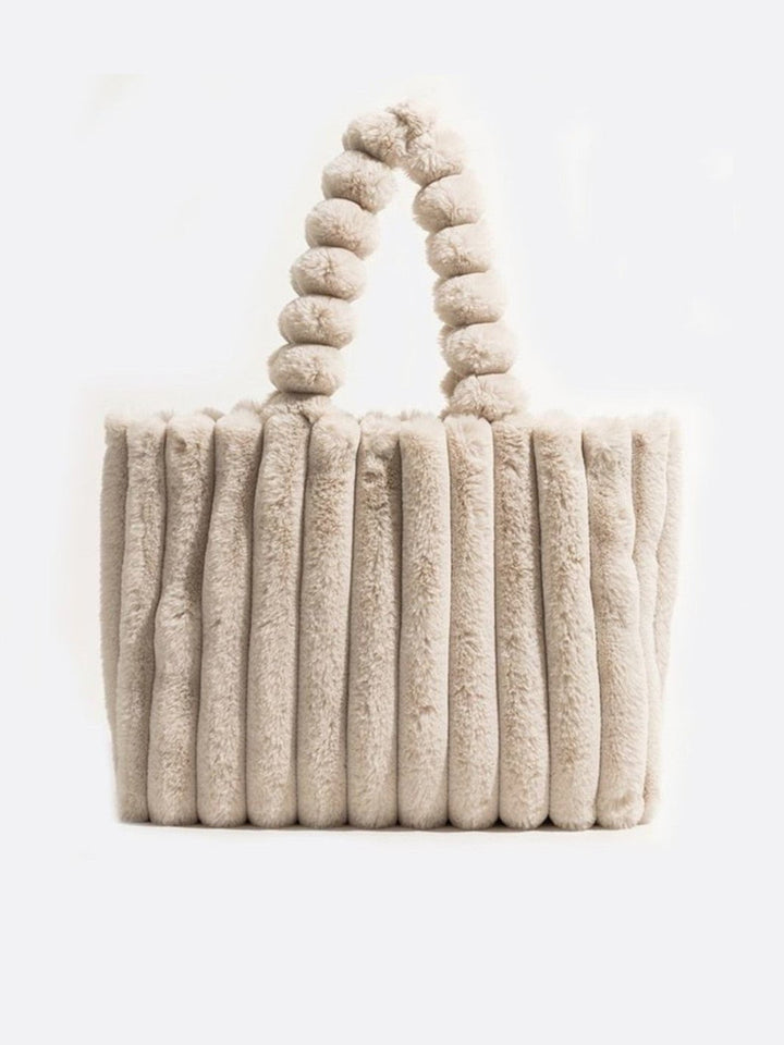 cabas beige fausse fourrure 