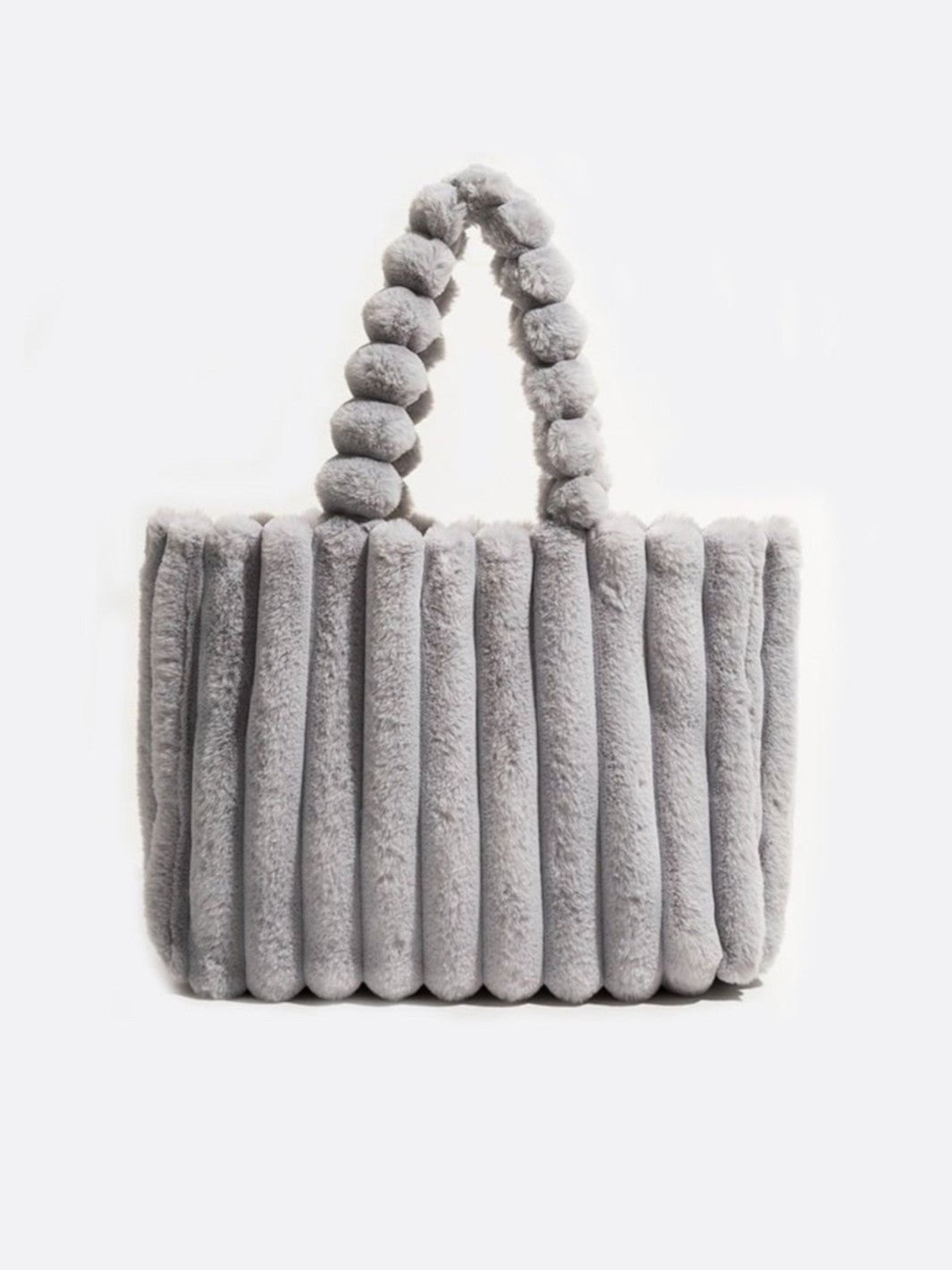 cabas fausse fourrure gris