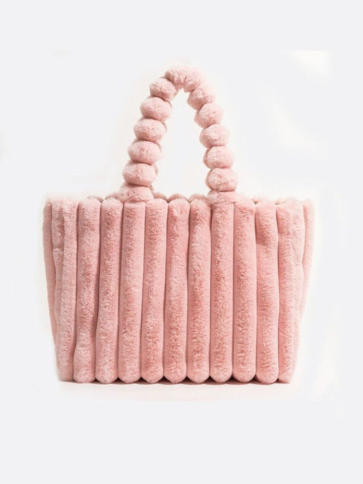 cabas fausse fourrure rose