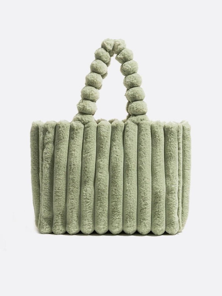 Cabas fausse fourrure vert