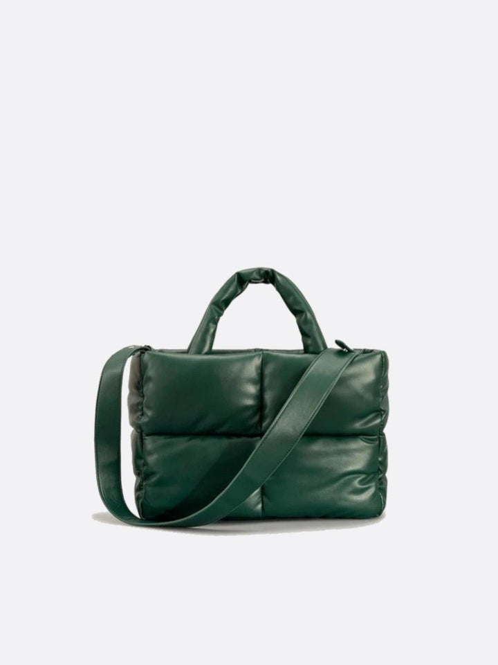 Cabas matelassé rectangulaire vert foncé
