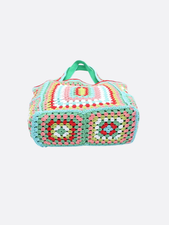 Large cotton and crochet tote bag<br> Meryll