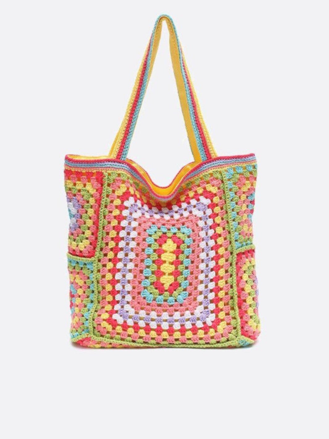 cabas coton crochet jaune moutarde