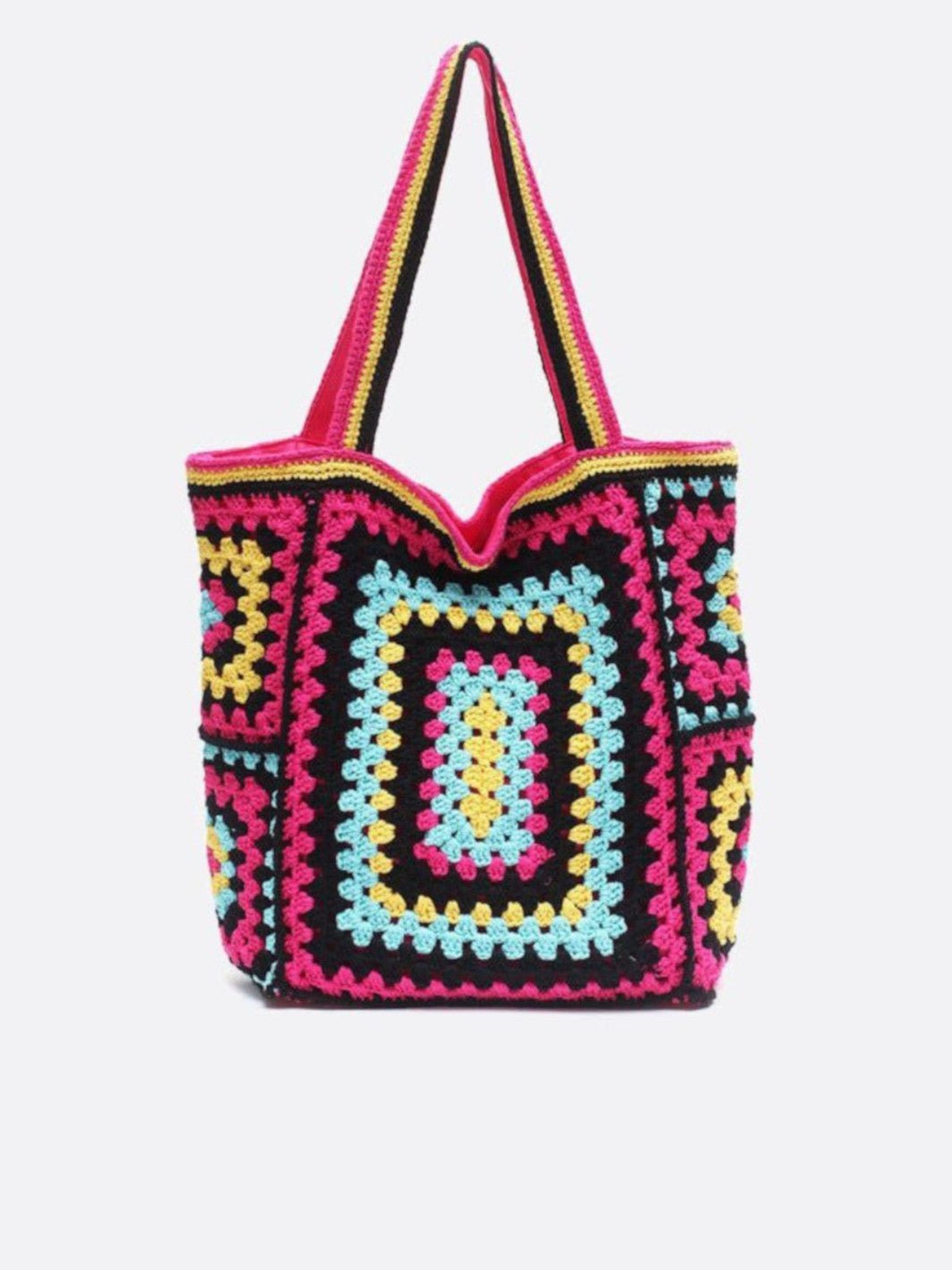 cabas coton crochet rose