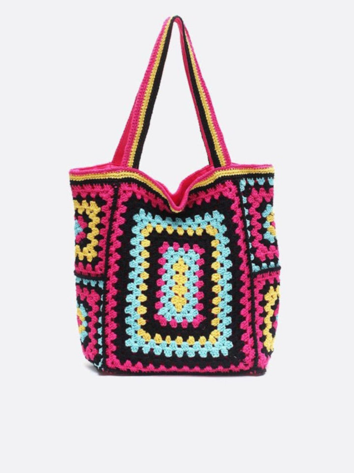 cabas coton crochet rose