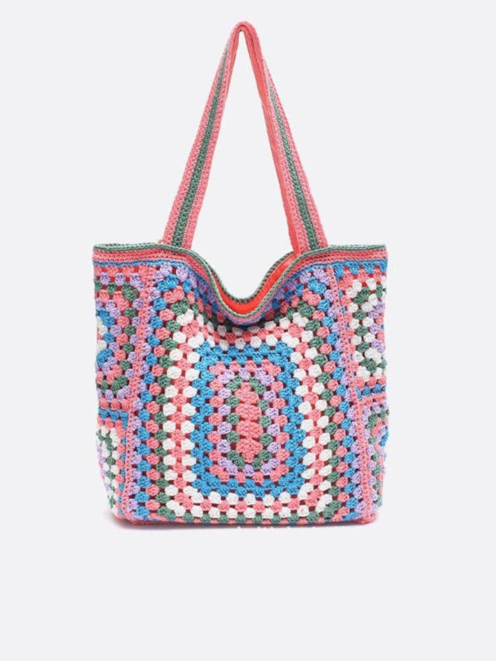 cabas coton crochet rose pâle