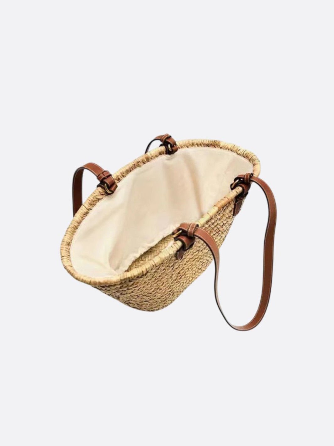 Straw basket with leather handle<br> Marenzo