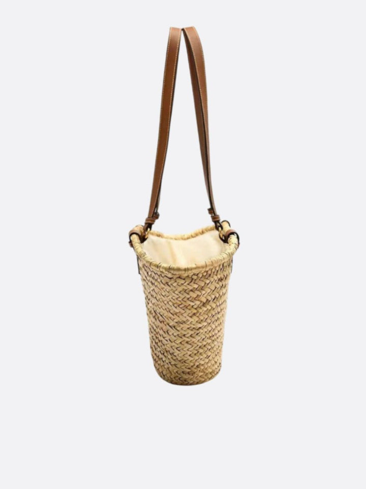 Straw basket with leather handle<br> Marenzo