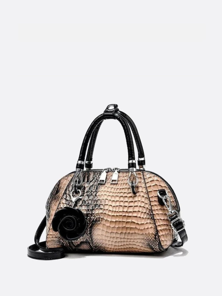 Sac à main effet croco beige