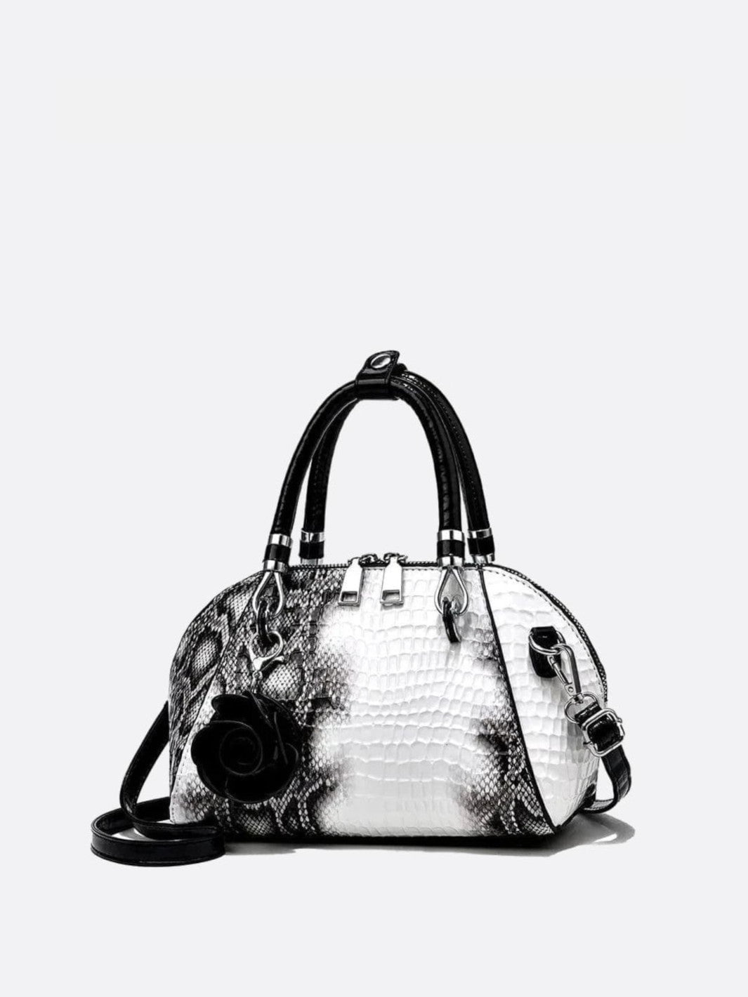 Sac à main effet croco blanc