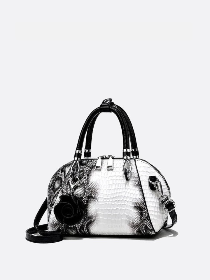 Sac à main effet croco blanc