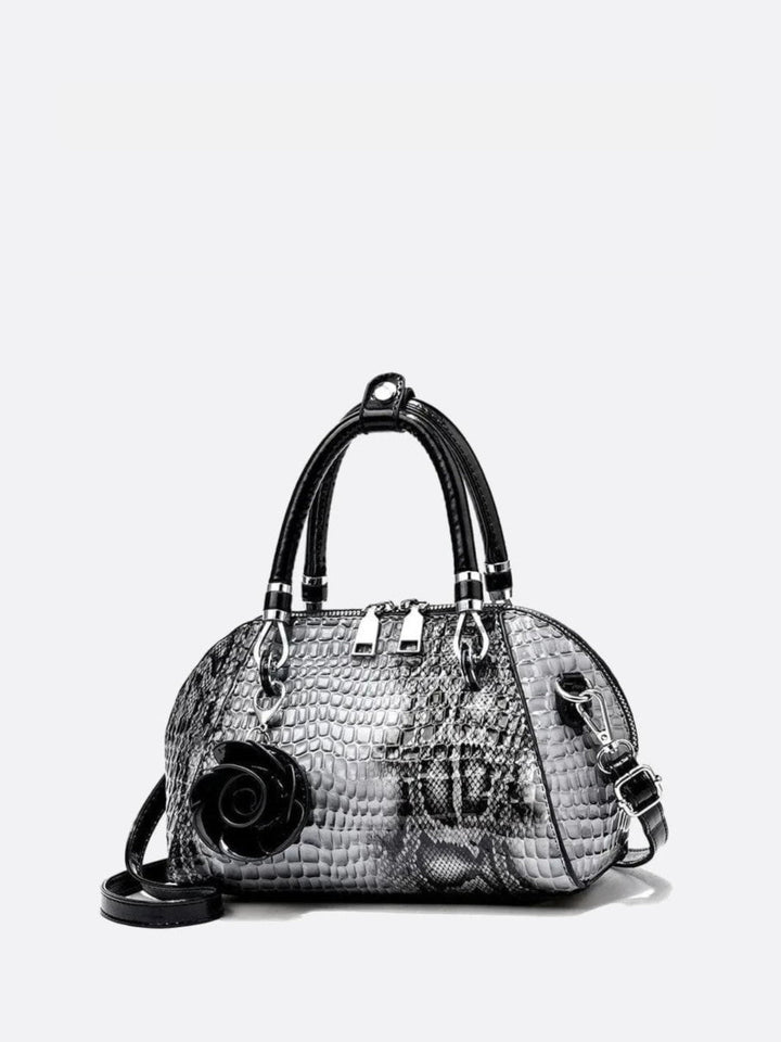 Sac à main effet croco gris clair