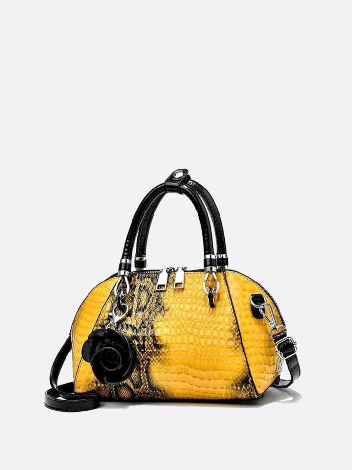 Sac à main effet croco jaune