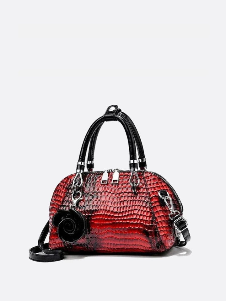 Sac à main effet croco rouge