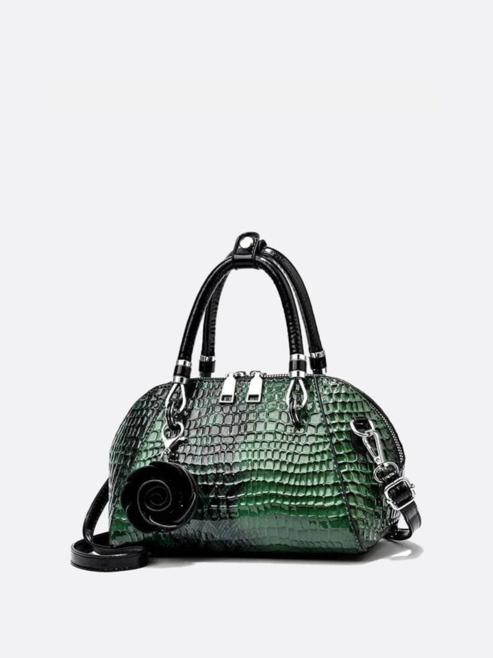 Sac à main effet croco vert