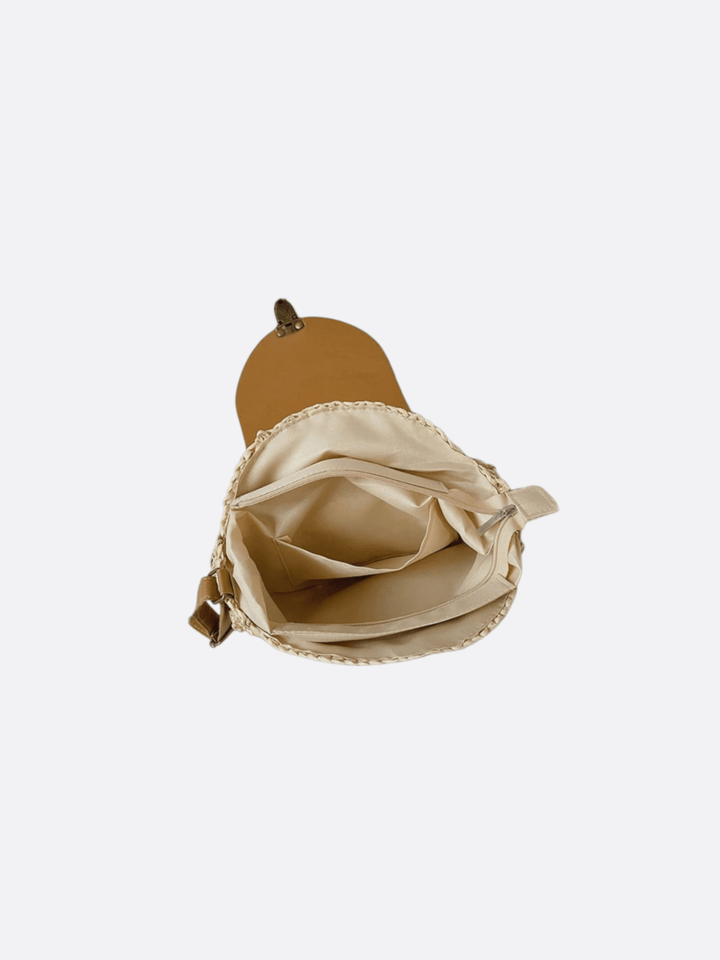 Round straw shoulder bag<br> Solario