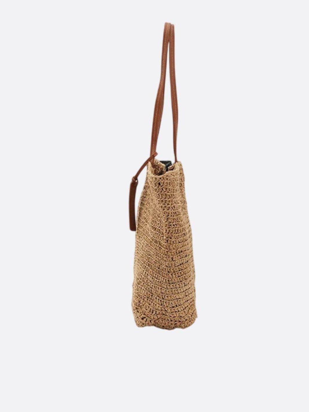 Straw and leather tote bag<br> Aurius