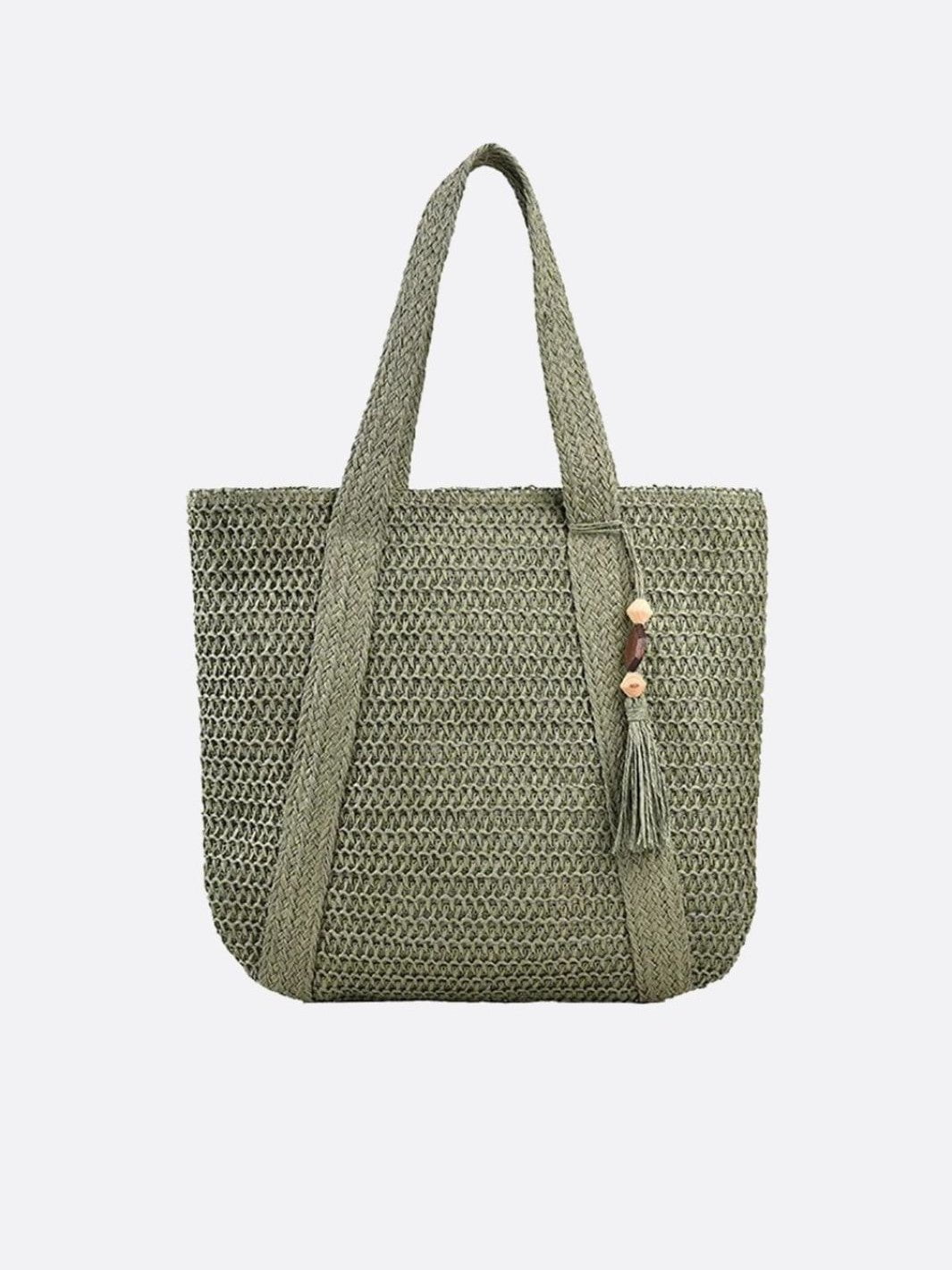Sac cabas paille vert sauge