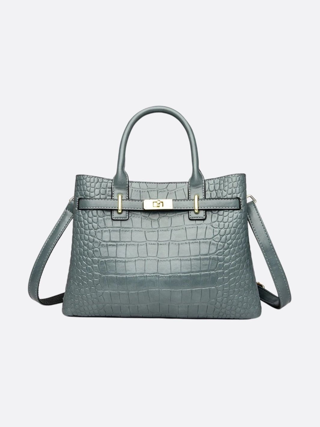 sac cuir croco gris