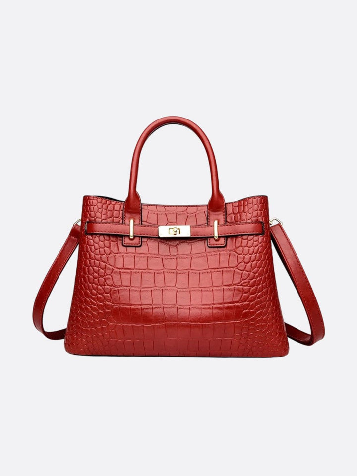 sac cuir croco rouge