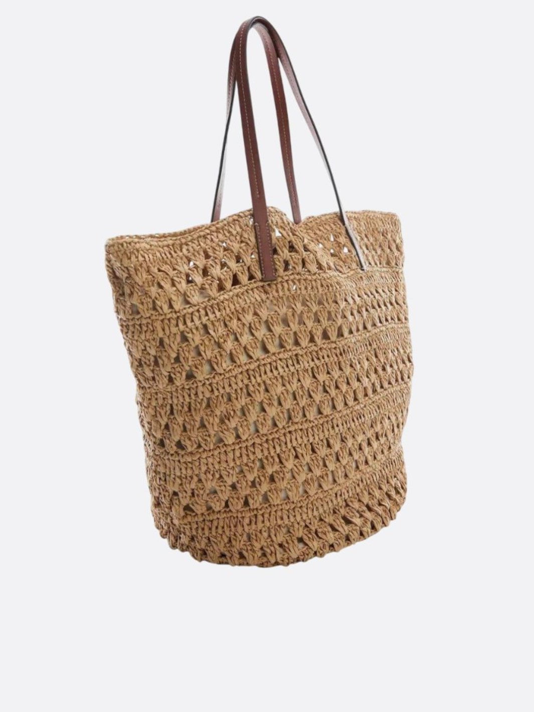 Straw bag with leather handle<br> Ardea