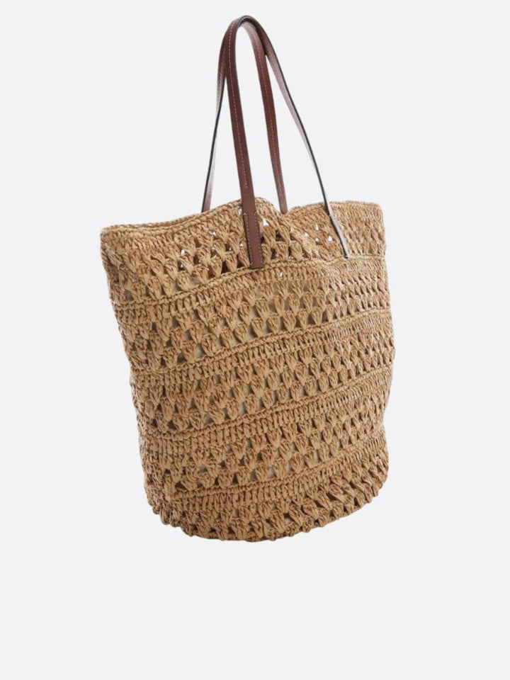 Straw bag with leather handle<br> Ardea