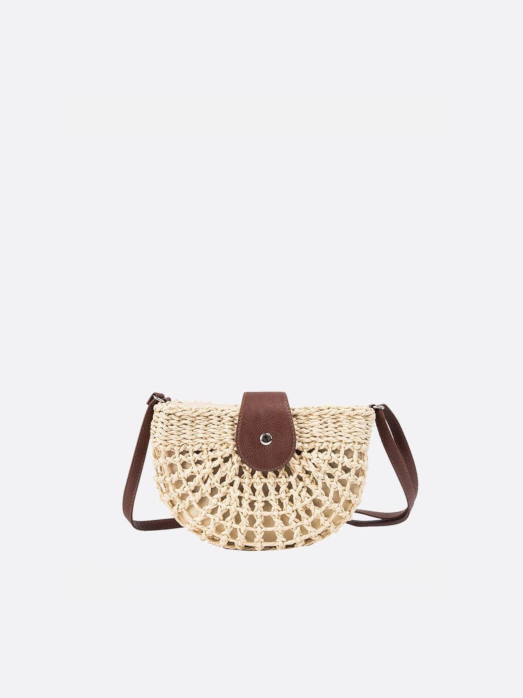 sac paille demi lune beige