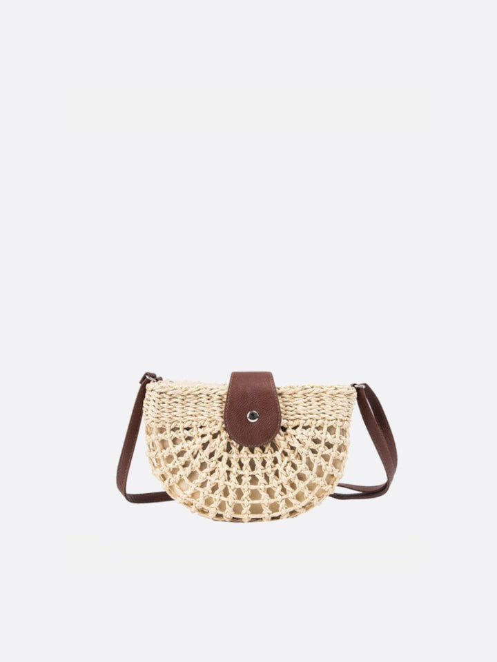 sac paille demi lune beige
